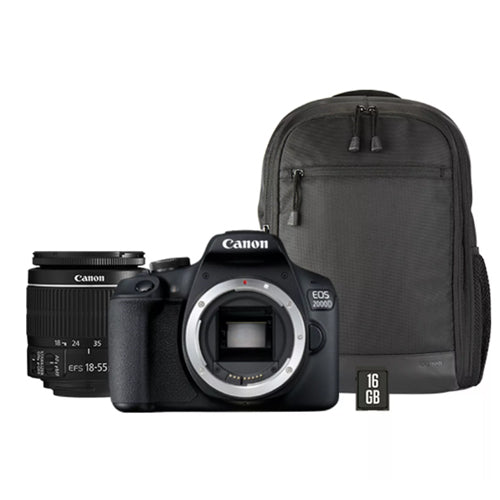 Canon Kit  Eos 2000D + EF-S 18-55 IS II + zaino + SD 32 Gb
